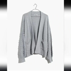 Madewell Bobble Pom Pom Balloon Sleeve Open Front Cardigan Sweater(M)